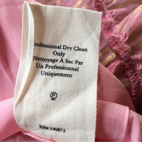 LoveShackFancy Gilded Violet Pink/Gold Gilded Ruffle- Shirred Mini Dress- sz M - Picture 13 of 13